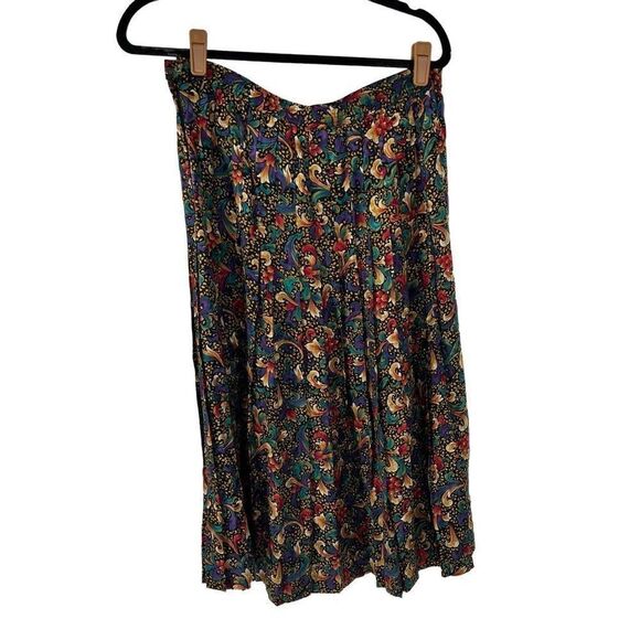 Vintage 100% Silk Print Skirt‎ - Picture 1 of 6